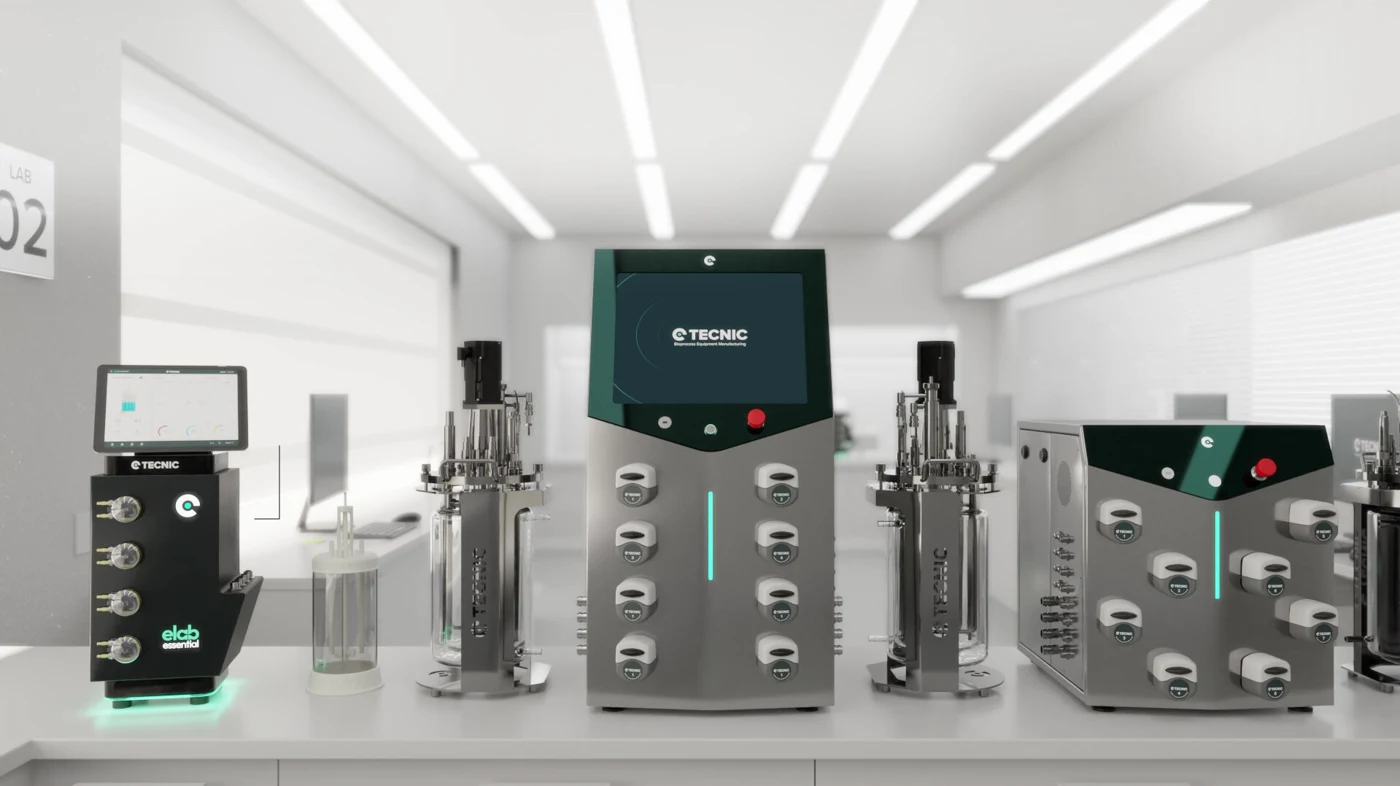 TECNIC biotechnology equipment arranged within a 3D laboratory environment